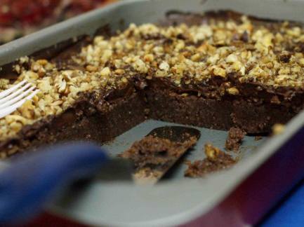 chilled (couscous) chocolate walnut cake (recipe coming soon)
